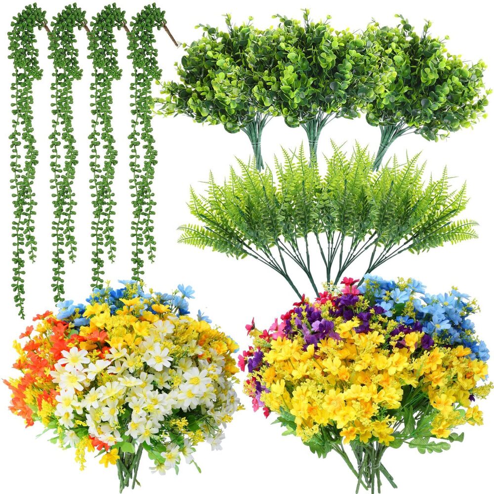 9234 48 Pcs Hanging Plants and Flowers Set Colorful Orchid Flower Bouquet